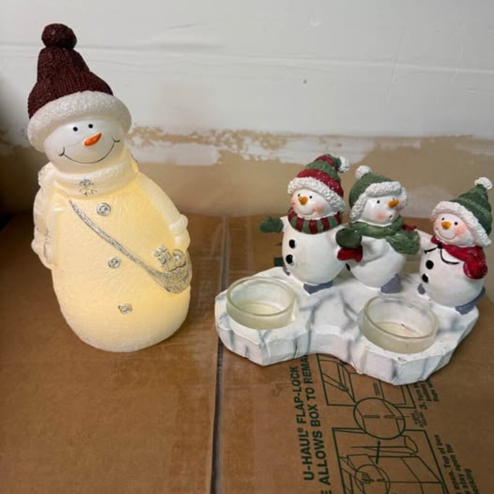 Yankee Candle Triple Snowman Tealight Candleholder & Light-Up Snowman